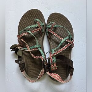 CHACO ZX2 ClassicWomens Dolman Pine Verde Green Orange Sandals Sz 8